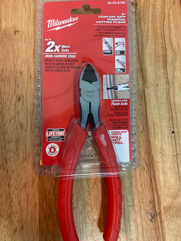 Photo 2 of Gerrit for Milwaukee Tool 48-22-6106 6 In Diagonal Cutting Plier Flush Cut Uninsulated, Red