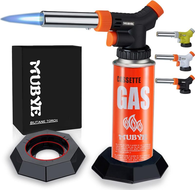 Photo 1 of Butane Torch Kitchen Blow Lighter, Culinary Torches Head with Stabilizing Stand, Professional Adjustable Flame for Creme Brulee,Baking,BBQ (Fits All Butane Tanks - Butane Fuel Not Included) (Black