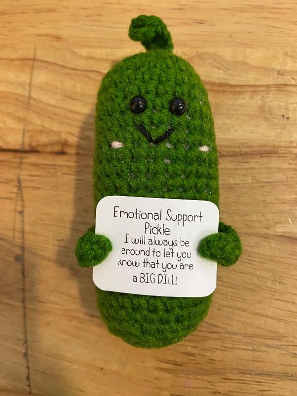 Photo 2 of Funny Knitted Positive Potato with Positive Card, Cute Knitted Crochet Potato Doll Toy for Parties, Christmas Decorations, and Encouragement and Room Decoration (Pickle)