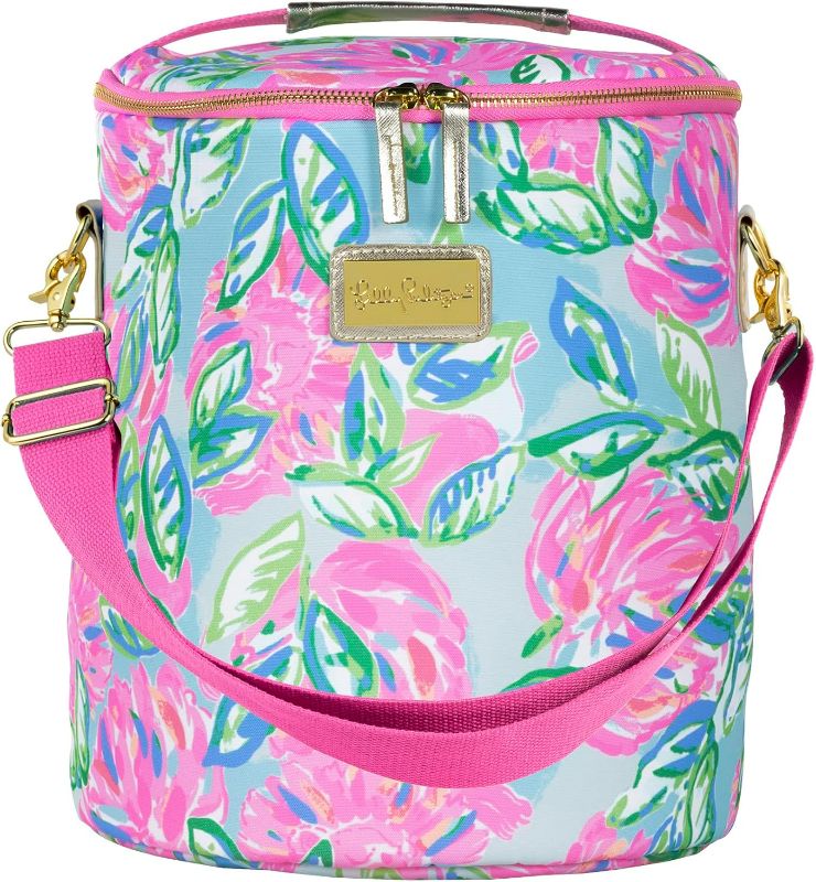 Photo 1 of Lilly Pulitzer Pink/Blue/Green Insulated Soft Beach Cooler with Adjustable/Removable Strap and Double Zipper Close, Totally Blossom