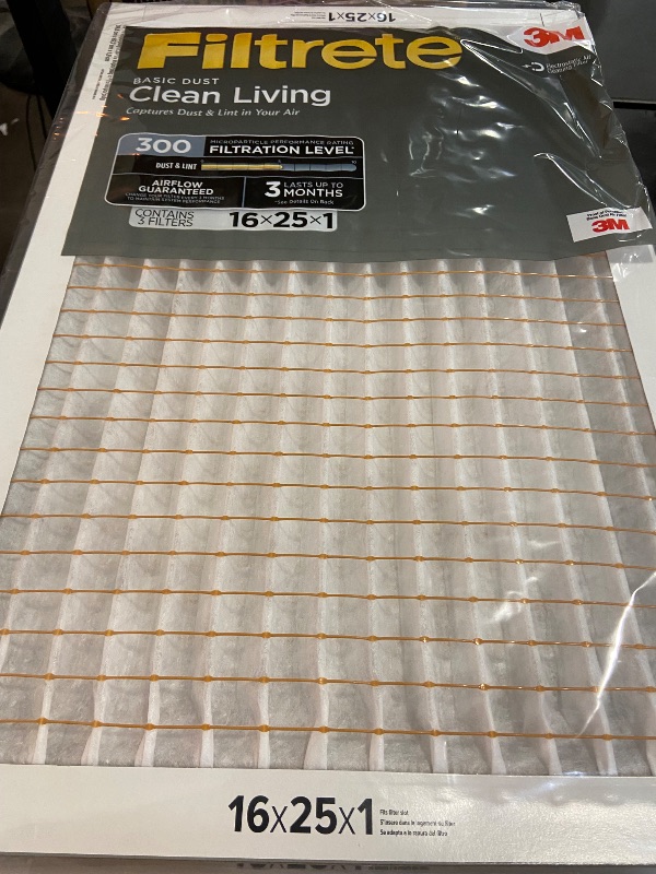 Photo 2 of Filtrete 16x20x1 AC Furnace Air Filter, MERV 5, MPR 300, Capture Unwanted Particles, 3-Month Pleated 1-Inch Electrostatic Air Cleaning Filter, 6-Pack (Actual Size15.69x19.69x0.81 in)