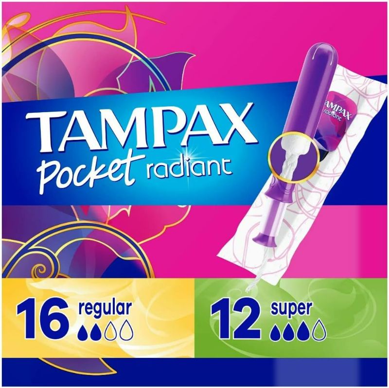 Photo 1 of Tampax Pocket Radiant Duo Pack, Regular/Super, Unscented, 28 Ct pack of 3