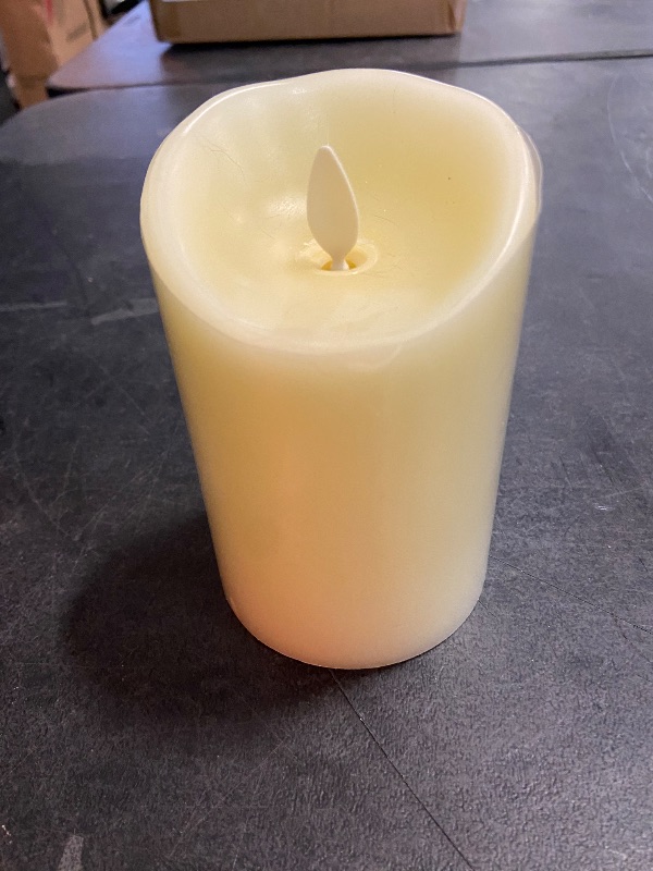 Photo 2 of Luminara Flameless Pillar Candle - Moving Flame LED Battery Operated Lights with Real Vanilla Scented Wax - Remote Ready - Remote Sold Separetely - Ivory White - 3.5" x 5"