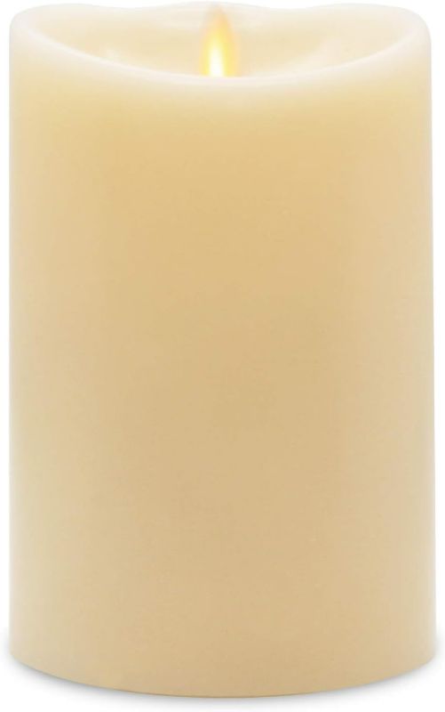 Photo 1 of Luminara Flameless Pillar Candle - Moving Flame LED Battery Operated Lights with Real Vanilla Scented Wax - Remote Ready - Remote Sold Separetely - Ivory White - 3.5" x 5"