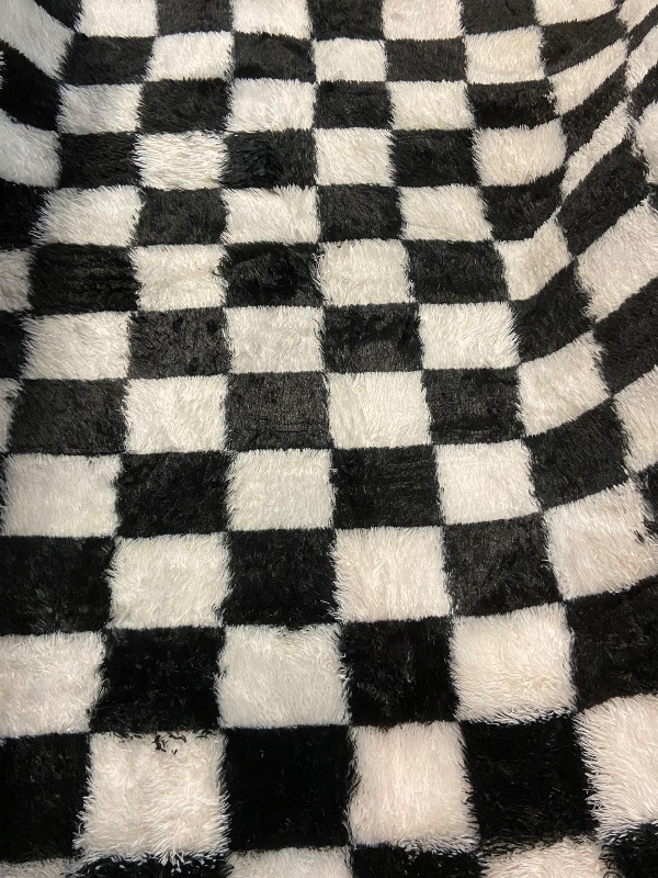 Photo 2 of KICMOR Black and White Rug for Bedroom Living Room, 4x6 Fluffy Checkered Shag Area Rug Fuzzy Carpet, Soft Shaggy Plush Checkerboard Rugs for Teen Boys Dorm Home Decor Aesthetic, Nursery, Playroom