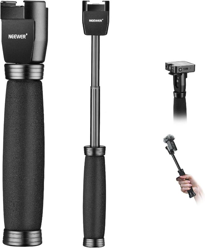 Photo 1 of NEEWER 8.7"/22cm Telescoping Interview Mic Handle for Wireless Go, Lavalier Video Microphone Handheld Cold Shoe Adapter Compatible with RODE Wireless Go II DJI Mic CM22 CM28, MS003