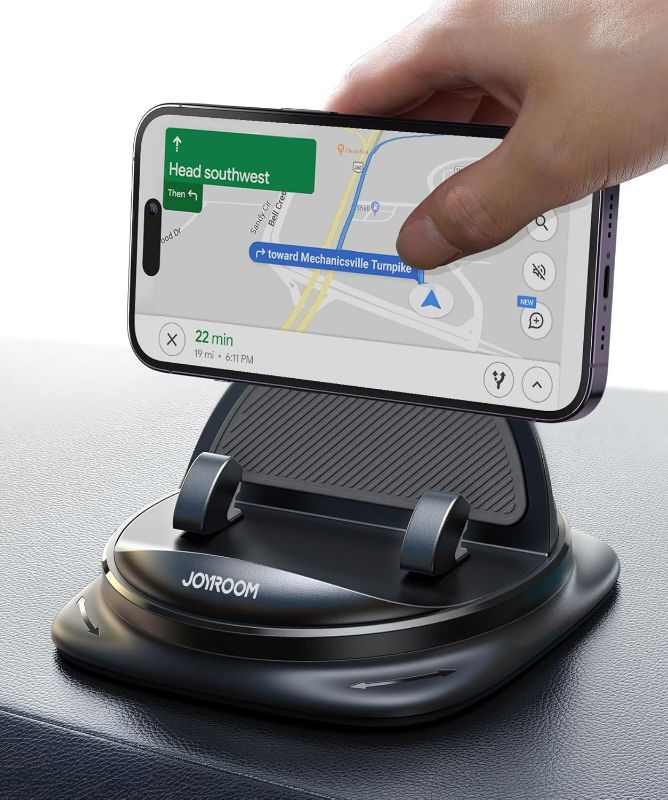 Photo 1 of JOYROOM Phone Mount for Car, [Adjustable Spring Design] Dashboard Cell Phone Holder Car, 360° Rotatable Car Phone Holder Mount with Non-slip Silicone, Compatible with iPhone, Samsung, Other Smartphone