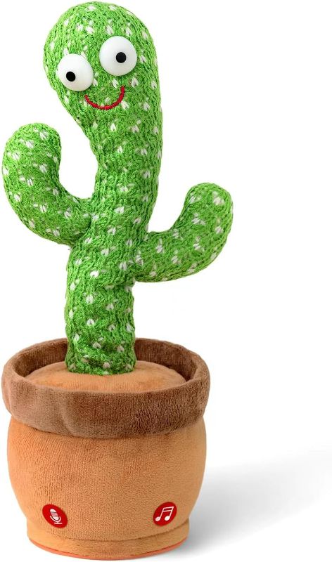 Photo 1 of Interactive Talking Dancing Cactus Toy Mimics Sounds, Plays 120 Songs, USB Rechargeable, Soft Plush, LED Lights, Baby Gift for Boys Girls