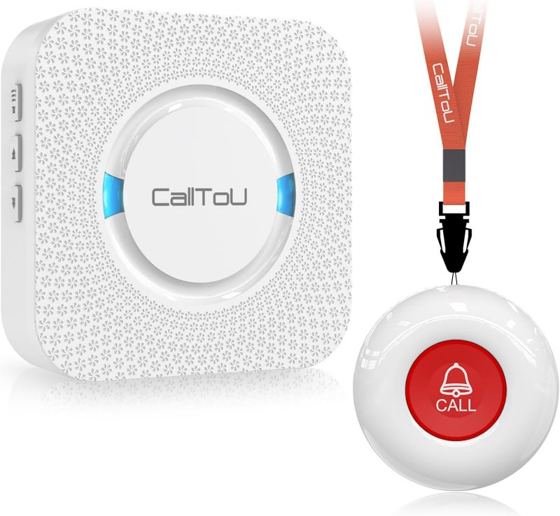 Photo 1 of CallToU Caregiver Pager Wireless Call Button Nurse Alert System 500+ Feet for Home/Elderly/Patient/Disabled 1 Plugin Receiver 1 Waterproof Transmitter