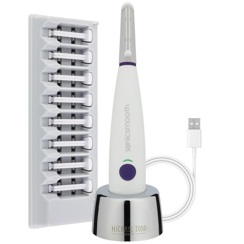 Photo 1 of Michael Todd Beauty - Sonicsmooth – SONIC Technology Dermaplaning Tool - 2 in 1 Women’s Facial Exfoliation & Peach Fuzz Hair Removal System with 8 Weeks of Safety Edges