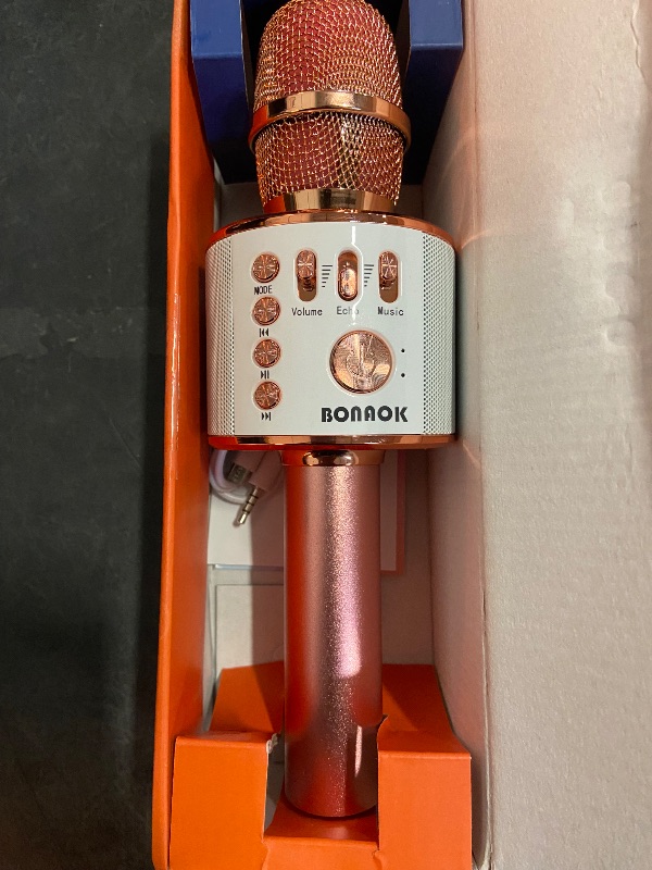 Photo 1 of BONAOK Wireless Bluetooth Karaoke Microphone,3-in-1 Portable Handheld Karaoke Mic Speaker Machine Home Party Birthday for All Smartphones PC(Q37 Rose Gold)