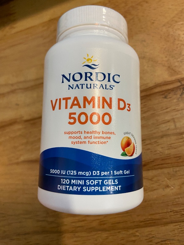 Photo 2 of Nordic Naturals Vitamin D3 5000, Orange - 120 Mini Soft Gels - 5000 IU Vitamin D3 - Supports Healthy Bones, Mood & Immune System Function - Non-GMO - 120 Servings