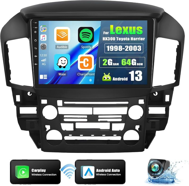 Photo 1 of [2+64G] Android 13 Car Stereo for Lexus RX300 Toyota Harrier 1998-2003 with Carplay&Android Auto,9 Inch Touch Screen Car Radio with Mirror Link GPS WiFi Bluetooth FM/RDS SWC EQ HiFi+Backup Camera