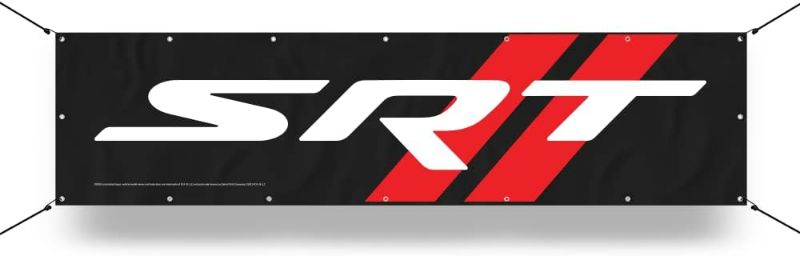 Photo 1 of Dodge SRT Rhombus Heavy Duty Long Vinyl Banner With Brass Hanging Grommets | Made in Detroit (12" X 48")