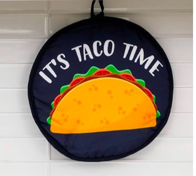 Photo 1 of Microwaveable X-Large Tortilla Warmer Pouch  "Taco Time"  to make taco night special. 12 Inch in Diameter Microwave Corn or Flour Tortillas, Pizza, Naan Bread