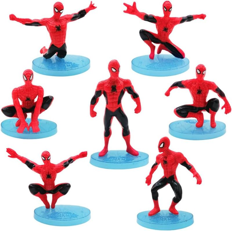 Photo 1 of 7 PCS Superhero Action Figure Toy Sets 3.8 Inch Super Hero Figures Superhero Decor Birthday Party Supplies Action Figures Cake Top Decoration