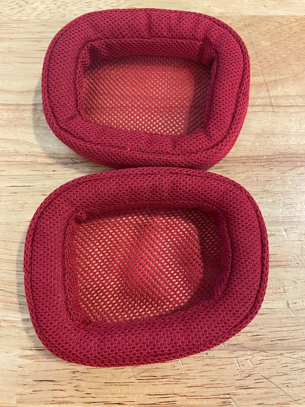 Photo 2 of Geekria Comfort Mesh Fabric Replacement Ear Pads for Logitech G433 G233 G PRO Headphones Ear Cushions, Headset Earpads, Ear Cups Cover Repair Parts (Red)