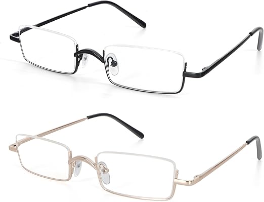 Photo 1 of KoKoBin Half Reading Glasses 2 Pairs Square Half Rim Metal Frame Glasses Spring Hinge Readers for Men and Women
