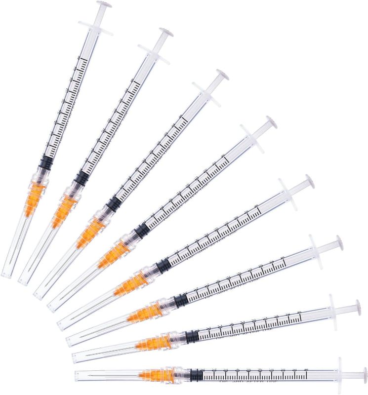 Photo 1 of Disposable 1ml syringe with 25G 1inch Lab Supplies, Individually Packaged 50Pack