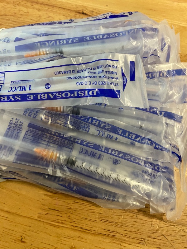 Photo 2 of Disposable 1ml syringe with 25G 1inch Lab Supplies, Individually Packaged 50Pack