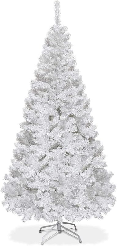 Photo 1 of Goplus 5ft Artificial Christmas Tree Xmas Pine Tree with Solid Metal Legs Perfect for Indoor and Outdoor Holiday Decoration, White