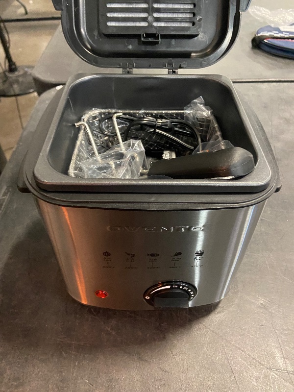 Photo 2 of OVENTE Electric Deep Fryer 1.5 Liter Capacity, Lid with Viewing Window, Removable Frying Basket, Adjustable Temperature, Cool Touch Handles and Easy to Clean Stainless Steel Body, Silver FDM1501BR