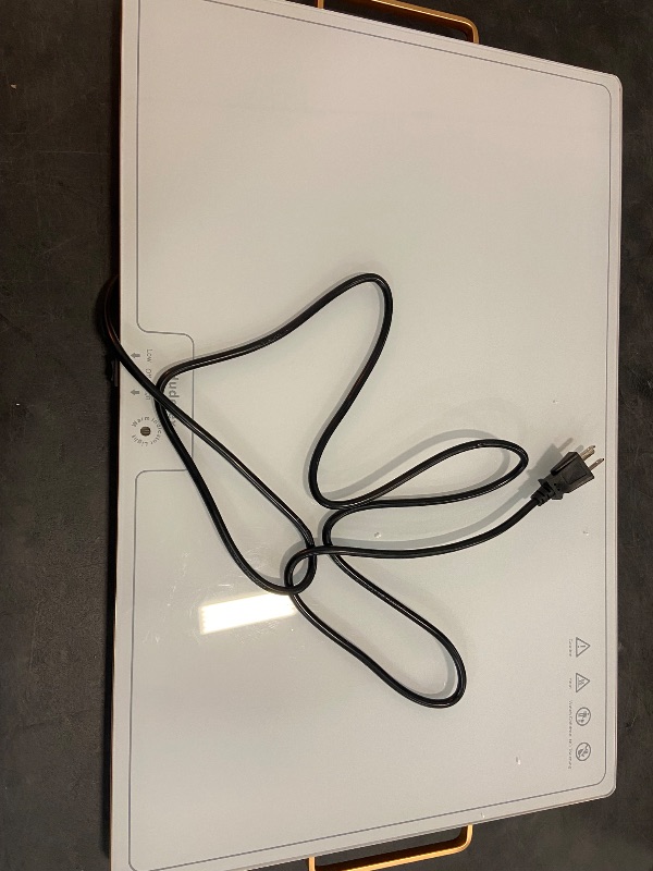 Photo 1 of Electric Warming Tray?XXL 32”x18”??Food Warmer with Thermostat and Full Surface Heating?Food Warming Mat with 2 Temperature Modes for Parties Buffet?Gatherings?Gold Edge Handles Warming Mat for Food