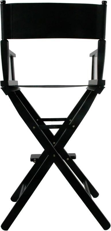 Photo 1 of 30'' Tall Directors Chair Folding Makeup Chair for Makeup Artist and Clients,Portable Footrest, Solid Hardwood, 250lbs Capacity, Black