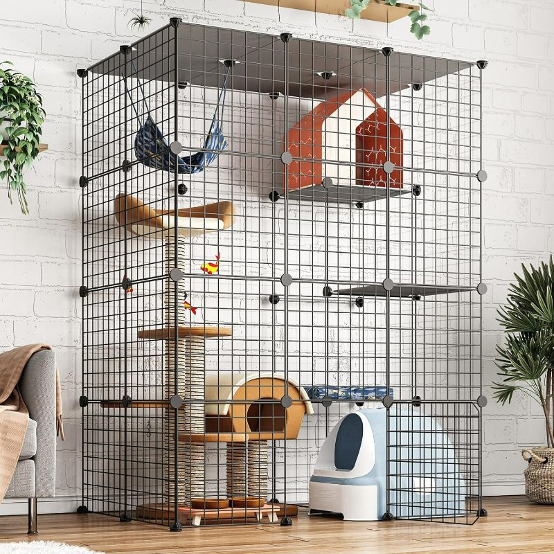 Photo 1 of Large Cat Cage Enclosure Indoor DIY Cat Playpen Detachable Metal Wire Kennels Crate 2x3x4 Large Exercise Place Ideal for 1-3 Cat…