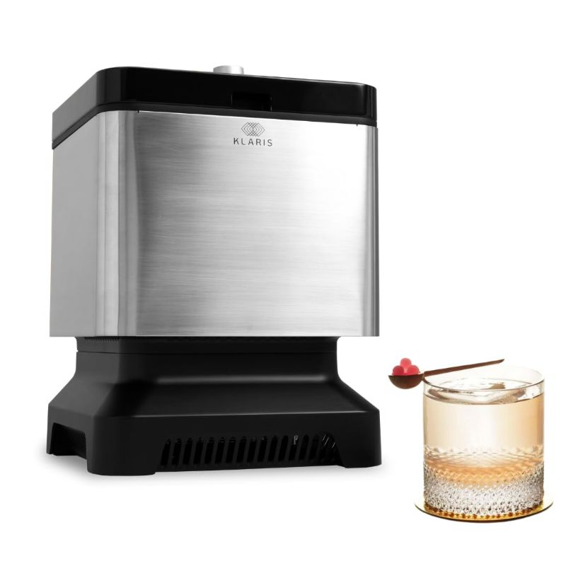 Photo 1 of Clear Ice Maker - 4 Large, 2" Crystal Clear Ice Cubes for Craft Cocktails, Whiskey & Bourbon | Sleek, Compact Counterop Ice Maker | Stainless Steel Shell | Reusable Ice Tray | Delayed Start