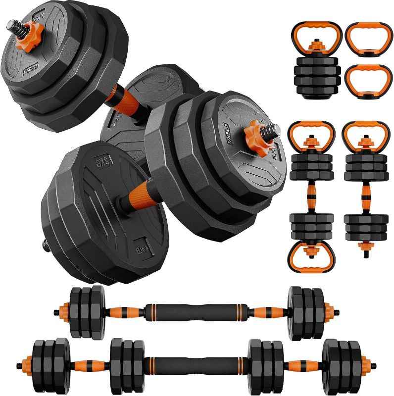 Photo 1 of Adjustable Weights Dumbbells Set with upgraded nut, 44Lbs 66Lbs 6 in 1 Adjustable Weights Dumbbells Barbell Set, Home Fitness Weight Set, Dumbbell, Barbell, Kettlebell, Push-up, Home Gym Fitness Workout Equipment For Men Women