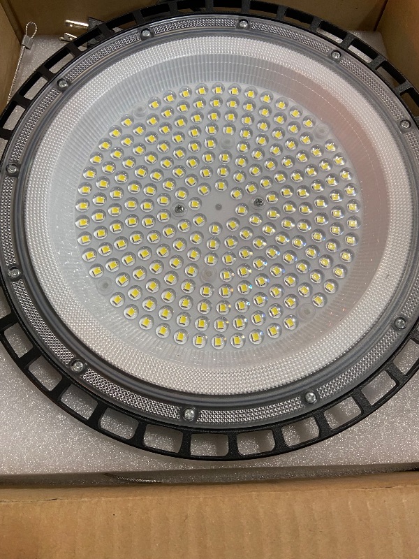 Photo 1 of 6 Pack 200W UFO Led High Bay Light Fixture,120VAC,30800LM,5000K Daylight Commercial Shop Bay Lighting,[850W MH/HPS Equiv.] US Plug Area Lighting for Garage/Warehouse/Barn/Gym/Factory/Workshop