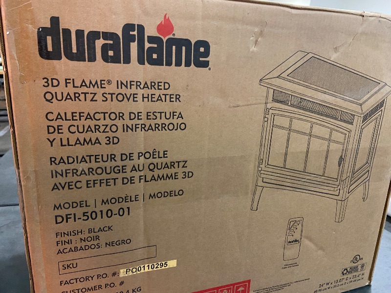 Photo 3 of duraflame Freestanding Electric Fireplace Stove Heater with 3D Flame Effect for 1,000 Sq. Ft, Bronze