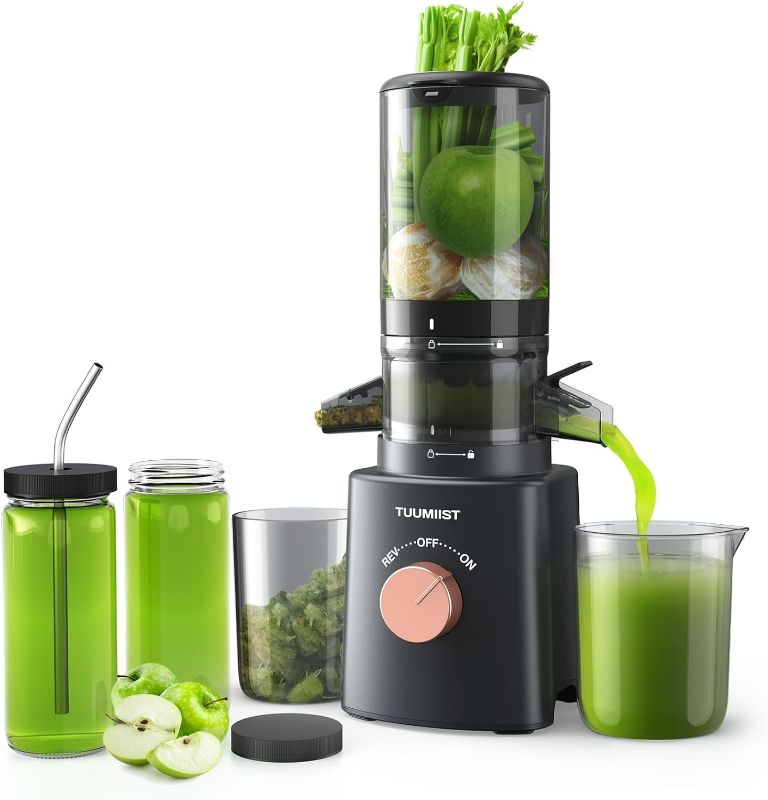 Photo 1 of Cold Press Juicer with 8 Juice Bottles - Masticating Juicer Machines for Fruits and Veggies, 4.25" Large Feed Chute, Easy to Clean