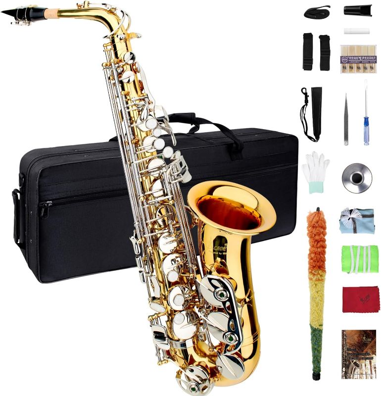 Photo 1 of Eb Alto Saxophone, Alto Saxophone, Alto Sax, Saxophone Alto, Alto Saxaphone, Beginner Saxophone, Saxaphone Adult, Saxofon Alto, Student Saxophone, Sax for Adults, Gold & Silver Saxophone