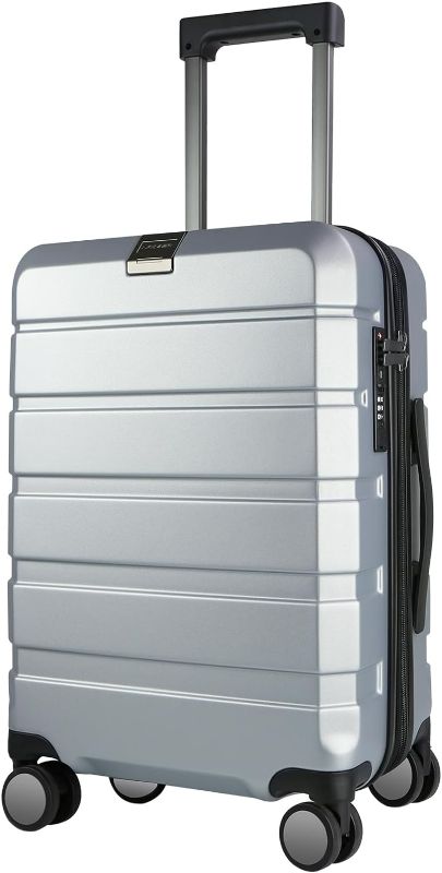 Photo 1 of KROSER Hardside Expandable Carry On Luggage with Spinner Wheels & Built-in TSA Lock, Durable Suitcase Rolling Luggage with USB Port, Carry-On 20-Inch, Silver Grey