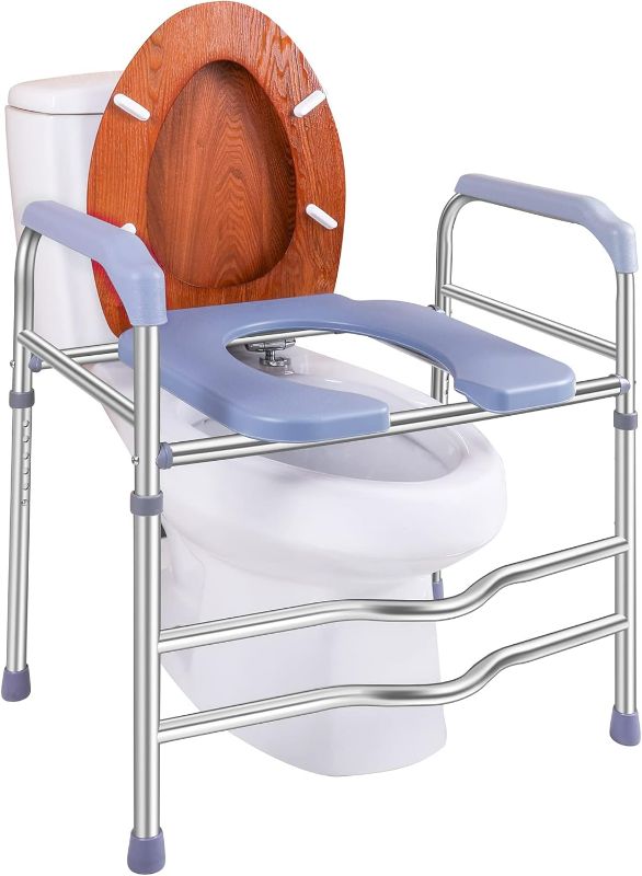 Photo 1 of Raised Toilet Seat with Handles, Toilet Seat Riser for Seniors with Adjustable Height, up to 400lbs, Raised Toilet Seat for Elderly, Pregnant and Handicap, Fit Any Toilet, FSA/HAS Eligible