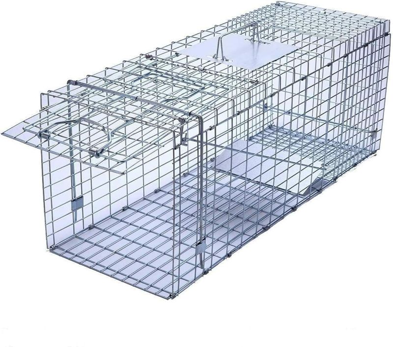 Photo 1 of Faicuk Large Collapsible Humane Live Animal Cage Trap for Raccoon, Opossum, Stray Cat, Rabbit, Groundhog and Armadillo - 32" x 11" x 13"