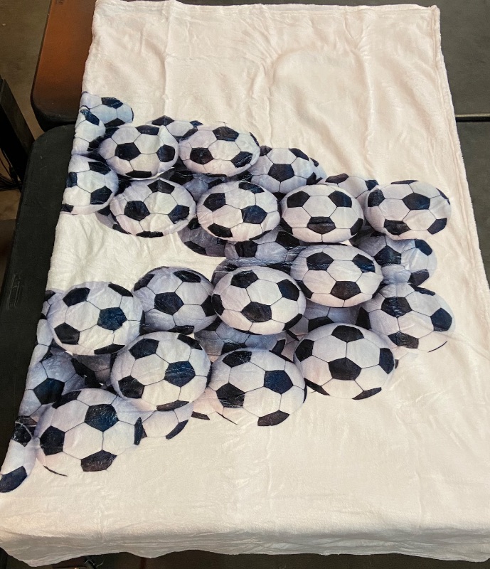 Photo 2 of Letter A Realistic Soccer Balls Throw Blankets 50'' x 60'', Capital A Sports Play League Competition - Lightweight Super Soft Microfiber Blankets All Seasons for Couch/Sofa/Gift