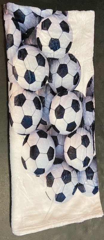 Photo 3 of Letter A Realistic Soccer Balls Throw Blankets 50'' x 60'', Capital A Sports Play League Competition - Lightweight Super Soft Microfiber Blankets All Seasons for Couch/Sofa/Gift