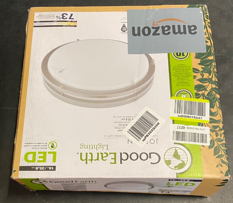 Photo 3 of Good Earth Lighting Jordan 14-inch LED Flush Mount – Satin Nickel, Dimmable, 1700 Lumen, 3000K, 50,000 Hour Rated Lamp Life