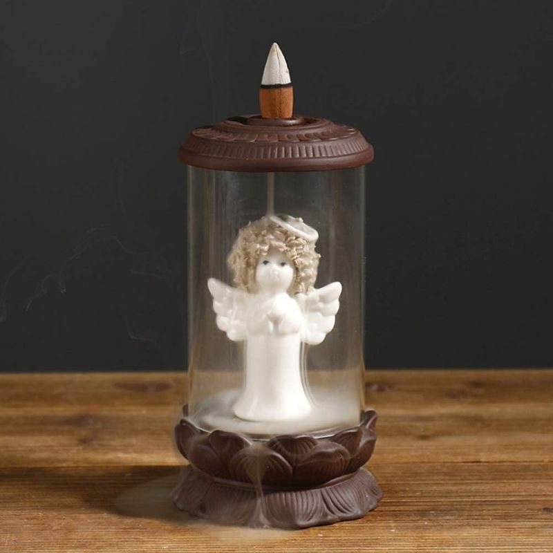 Photo 3 of Incense Holder Cute Shape Backflow Incense Burner Incense Holder Home Office Ornament Decor for Home Reading Room Ornaments (Angel A)