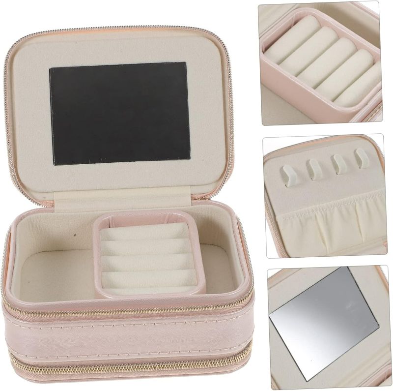 Photo 1 of Box Travel Cosmetic Case Travel Jewelry Organizer Travel Jewelry Storage Organizer Necklace Jewelry Organizer Travel Jewelry Container Jewelry Organizer Case Jewelry Case Pink