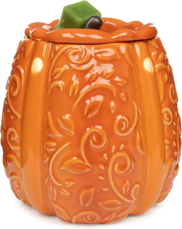 Photo 1 of (Missing Lid)Scentsationals Wax Melt Warmer, Wax Warmer for Scented Wax Melts - Autumn Collection Swirly Pumpkin - Candle Wax Melter for Fragrance Cubes and Tarts