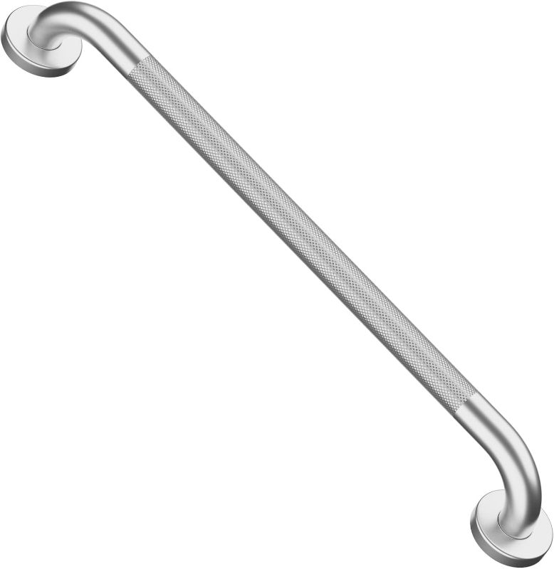 Photo 1 of Satin Brushed Nickel Shower Grab Bars 24 Inch w/Anti-Slip knurled Grip, iMomwee Stainless Steel Wall Mount Bathroom Safety Balance Handrail, Handicap Elderly Senior Assist Textured Grab Bar Handle