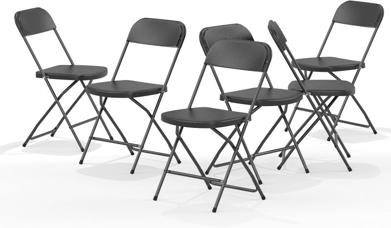 Photo 1 of Nazhura Foldable Folding Chairs Plastic Outdoor/Indoor 650LB Weight Limit (Black, 6 Pack)