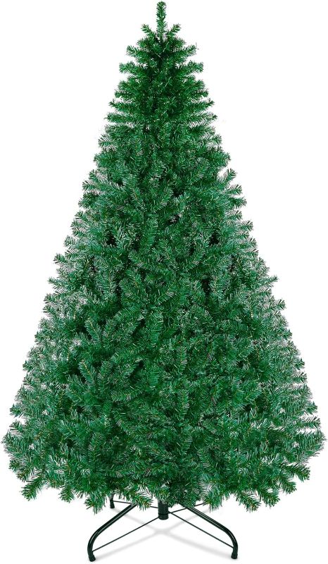 Photo 1 of Christmas Tree 7.5ft, Artificial Christmas Trees Full with 1355 Branch Tips, Easy Assembly, Foldable Metal Base, Xmas Pine Tree for Home, Office, Party Christmas Decorations