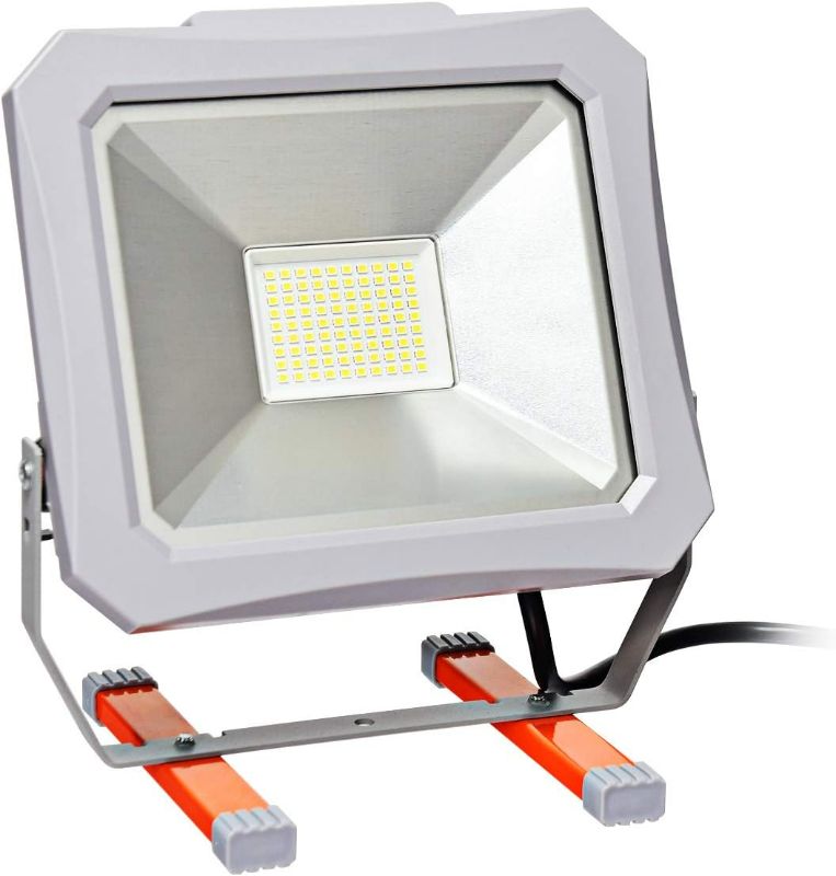 Photo 1 of Costway 53W LED Work Light, 6000LM Bright Flood Light, Waterproof Job Site Lighting with Stand for Construction Site Workshop Garage, UL Certification, 4950K Daylight White Light