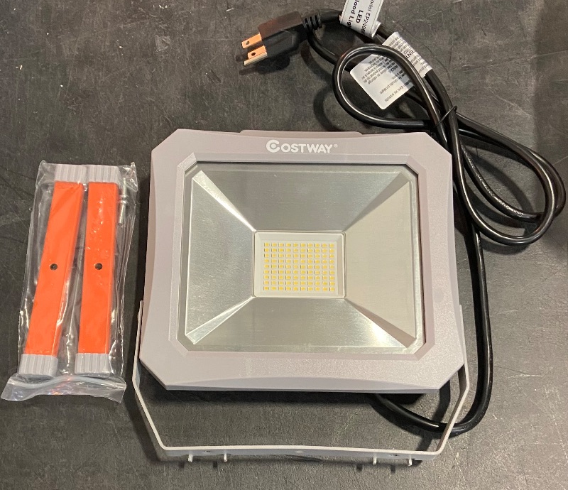 Photo 2 of Costway 53W LED Work Light, 6000LM Bright Flood Light, Waterproof Job Site Lighting with Stand for Construction Site Workshop Garage, UL Certification, 4950K Daylight White Light