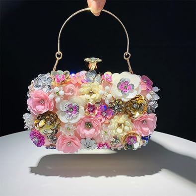 Photo 1 of  Women's Handmade Flower Beaded Bags Chain Bags Colorful Floral Clutch Evening Bags
